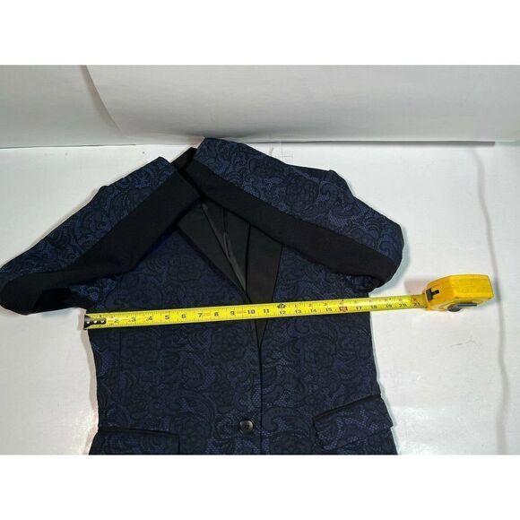 BCBGmaxazria Philipe Tuxedo Blazer Jacket Blue with Black Lace Satin Medium - Picture 6 of 14